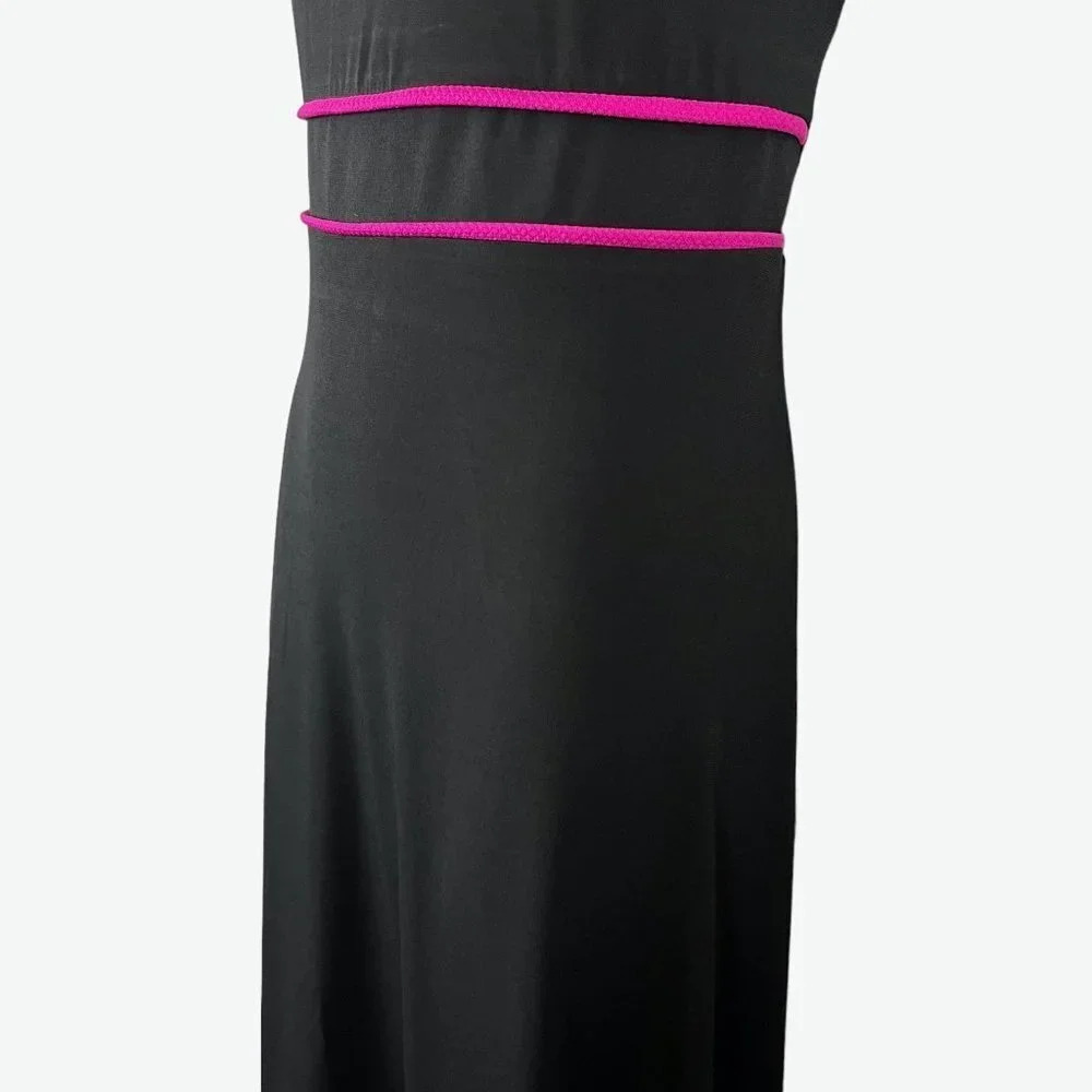 Madison Leigh Womens Black Pink Sleeveless Jersey Knit Stretch Midi Dress sz 10 - Picture 9 of 16